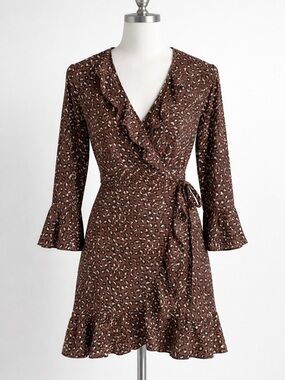PrettyLittleThing Animal Print Wrap Dress
